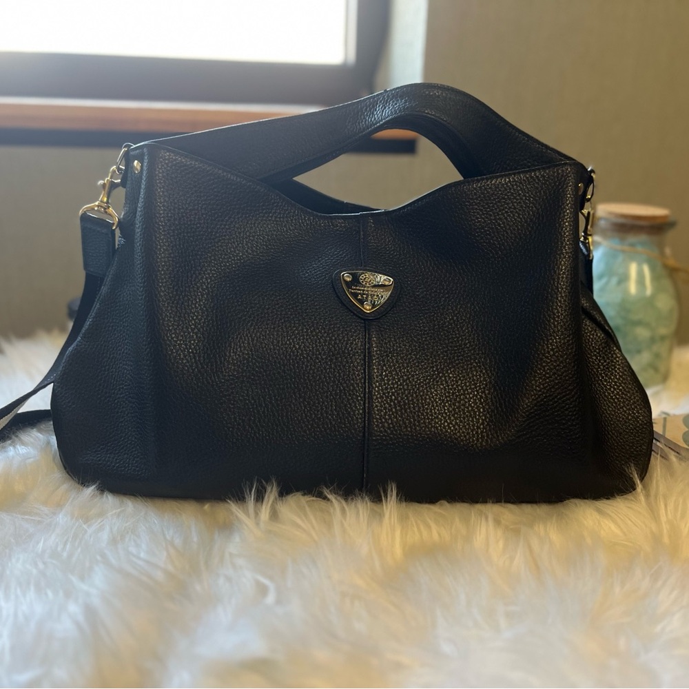 ATAO black leather tote double strap bag - Picture 1 of 10